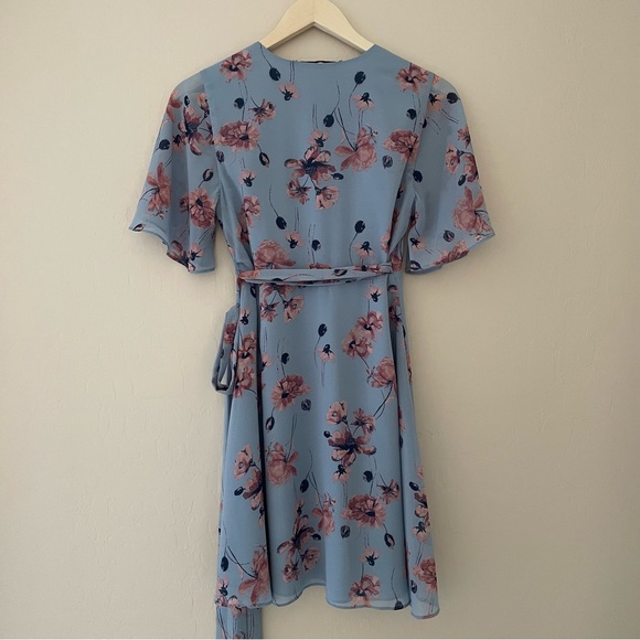 House of Harlow 1960 x Revolve Blue Pink Floral Wrap Dress XS - Picture 5 of 13